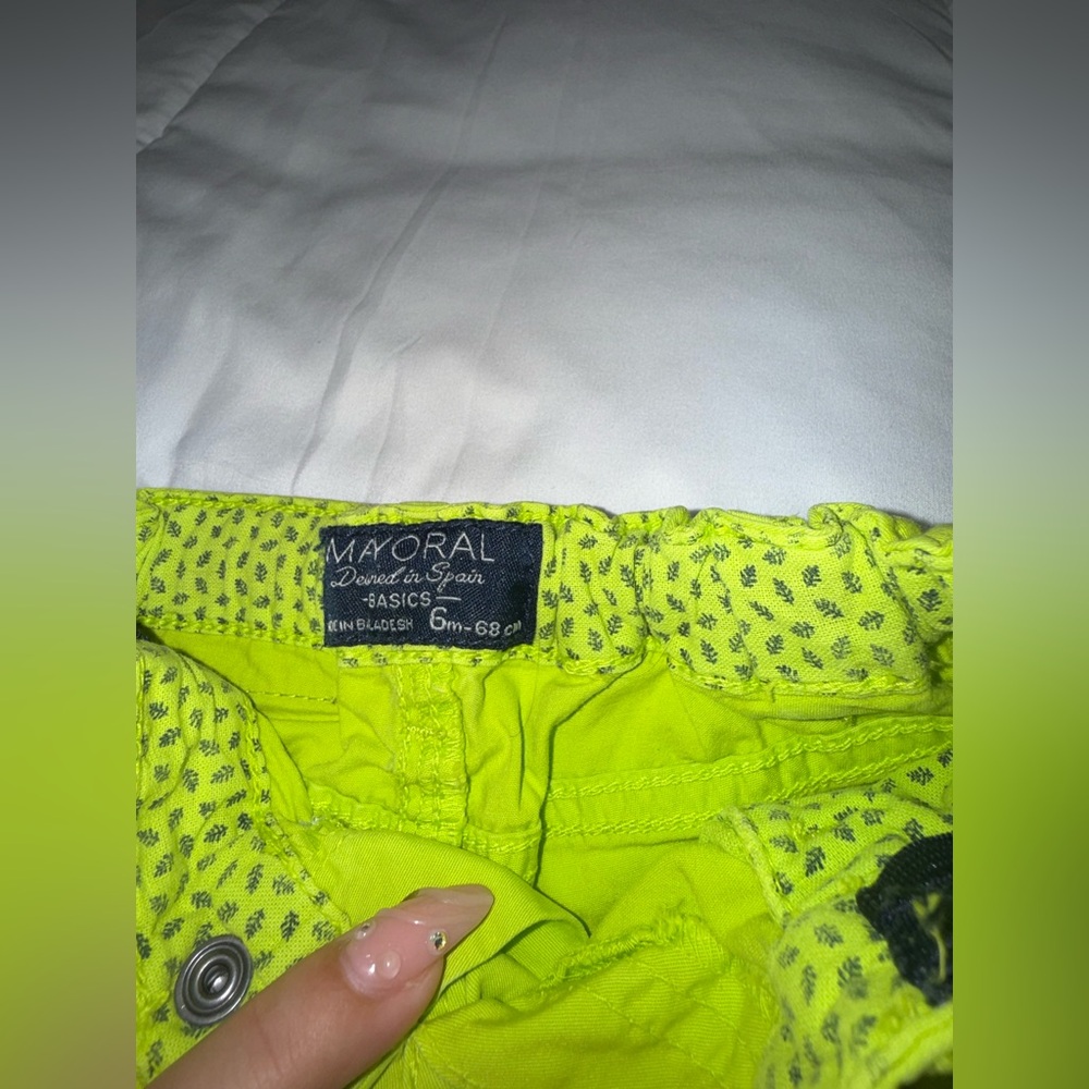 Mayoral Bright Lime Green Elastic Waist Shorts - Picture 3 of 4